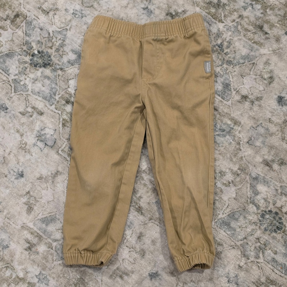Lucky Brand Kids Khaki Tan Twill Jogger Pants Elastic Waist Size 3T RN130323